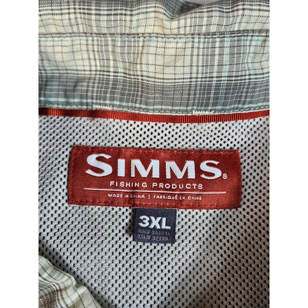 Simms Fishing Products Mens 3XL Plaid Long Sleeve Snap Button Fishing Shirt Grey - Picture 3 of 11